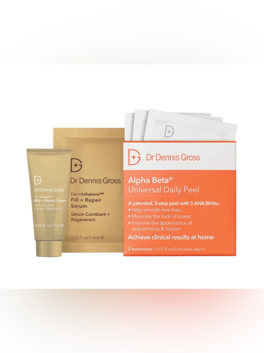 Dr. Dennis Gross Skincare: Repair Cream, Serum Packette & 3Pack Daily Peel